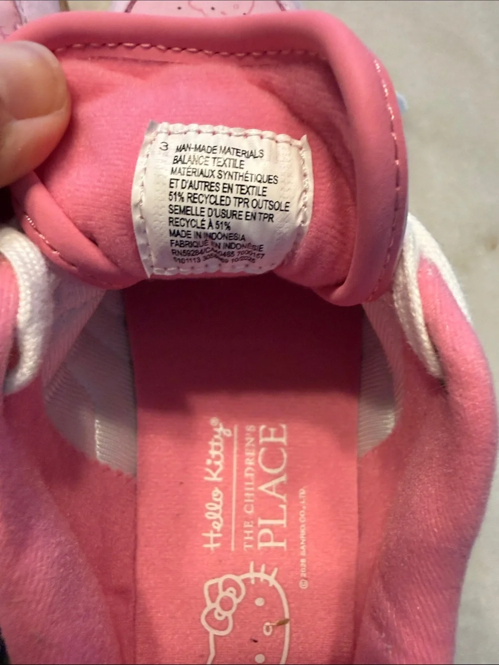The Children's Place Pink White Hello Kitty Sneakers